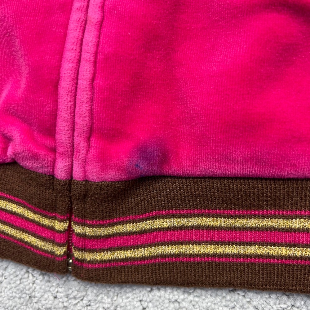 Y2k Skechers Hoodie Girls M Brown Pink Velour McBling Rhinestone Embroidered - Picture 7 of 15